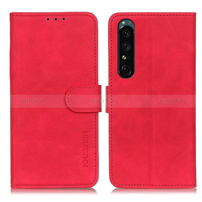 Funda de Cuero Cartera con Soporte Carcasa K09Z para Sony Xperia 1 IV Rojo