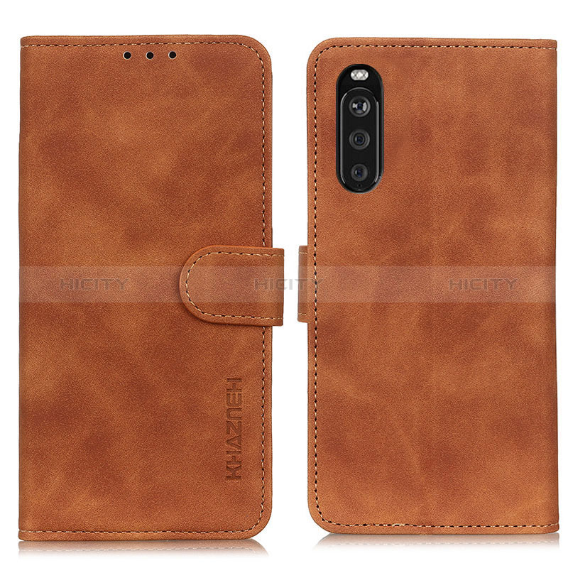 Funda de Cuero Cartera con Soporte Carcasa K09Z para Sony Xperia 10 III Marron