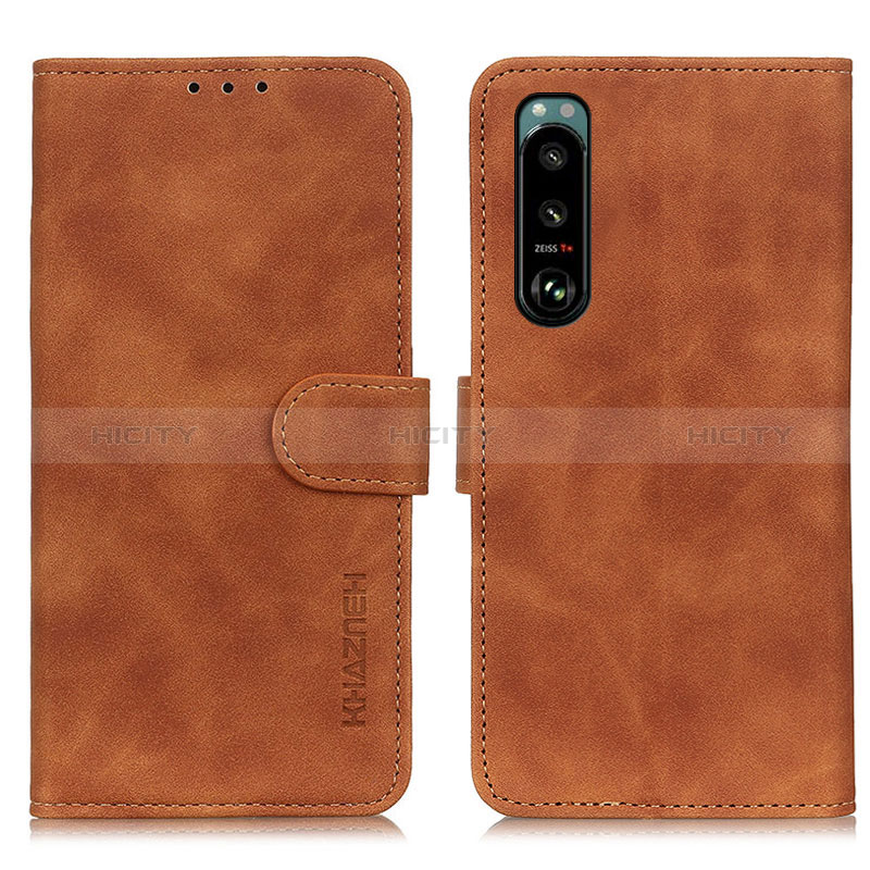 Funda de Cuero Cartera con Soporte Carcasa K09Z para Sony Xperia 5 III Marron