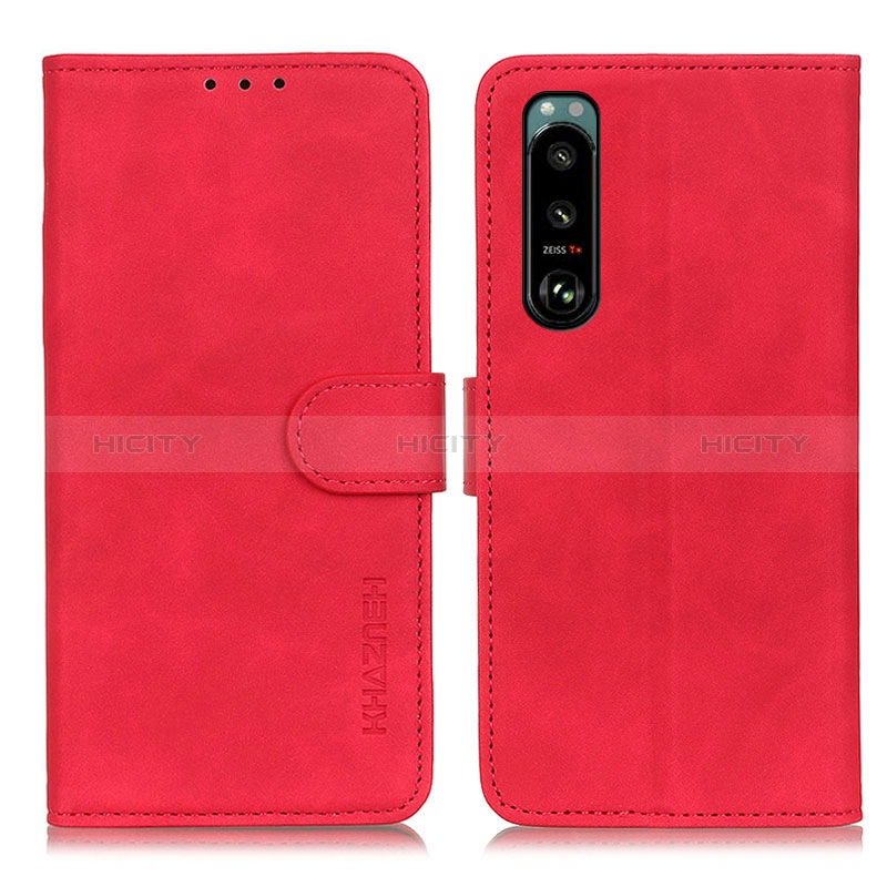 Funda de Cuero Cartera con Soporte Carcasa K09Z para Sony Xperia 5 III Rojo