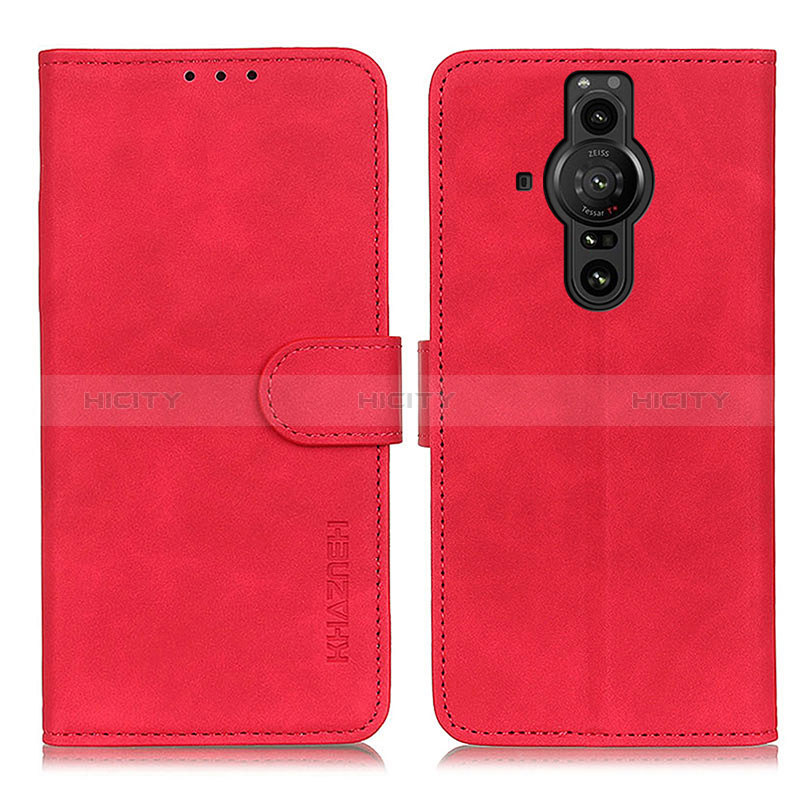 Funda de Cuero Cartera con Soporte Carcasa K09Z para Sony Xperia PRO-I Rojo