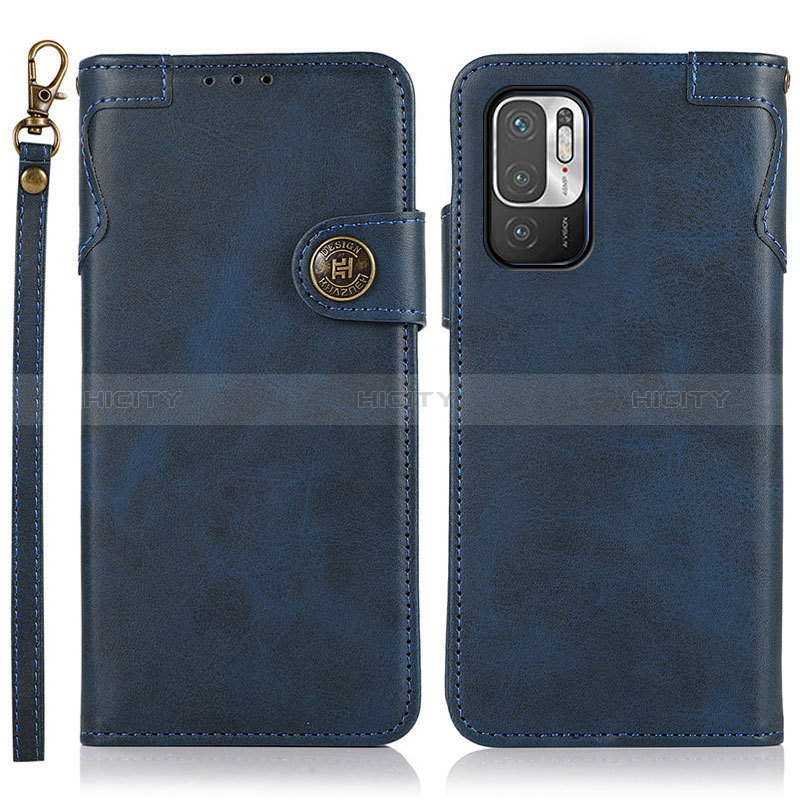 Funda de Cuero Cartera con Soporte Carcasa K09Z para Xiaomi Redmi Note 10 5G Azul