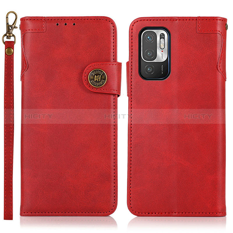 Funda de Cuero Cartera con Soporte Carcasa K09Z para Xiaomi Redmi Note 10 5G Rojo