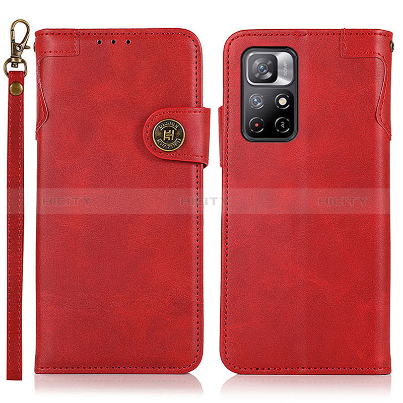 Funda de Cuero Cartera con Soporte Carcasa K09Z para Xiaomi Redmi Note 11 5G Rojo