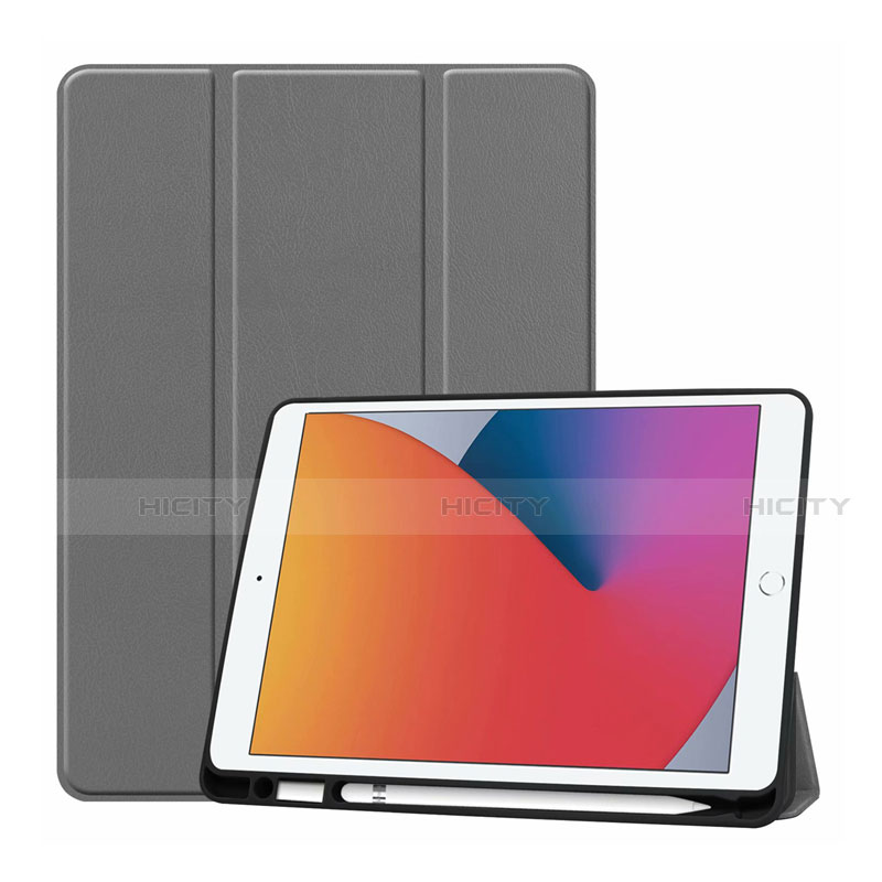 Funda de Cuero Cartera con Soporte Carcasa L01 para Apple iPad 10.2 (2019) Gris