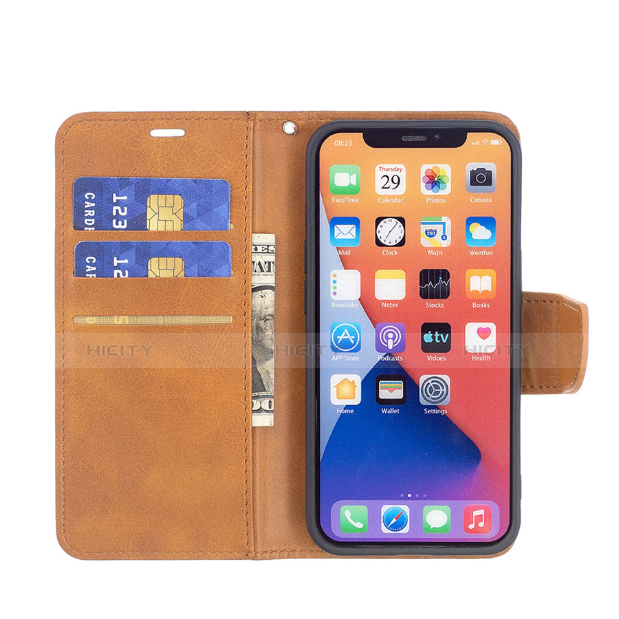 Funda de Cuero Cartera con Soporte Carcasa L01 para Apple iPhone 13 Amarillo