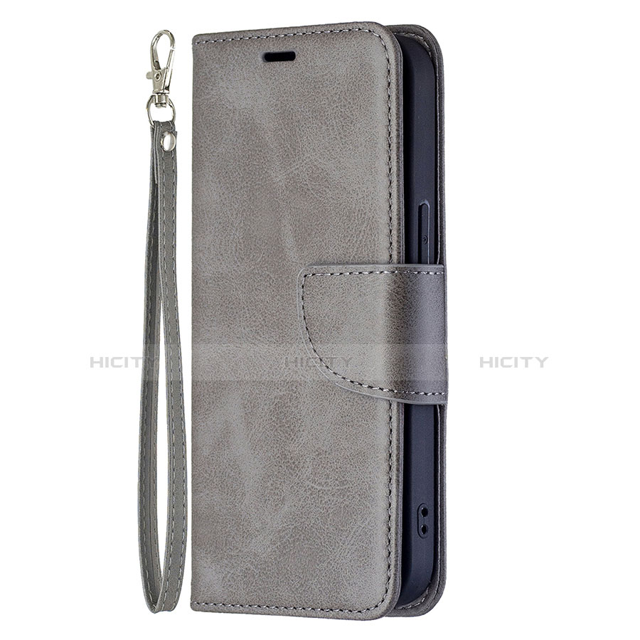 Funda de Cuero Cartera con Soporte Carcasa L01 para Apple iPhone 13 Gris