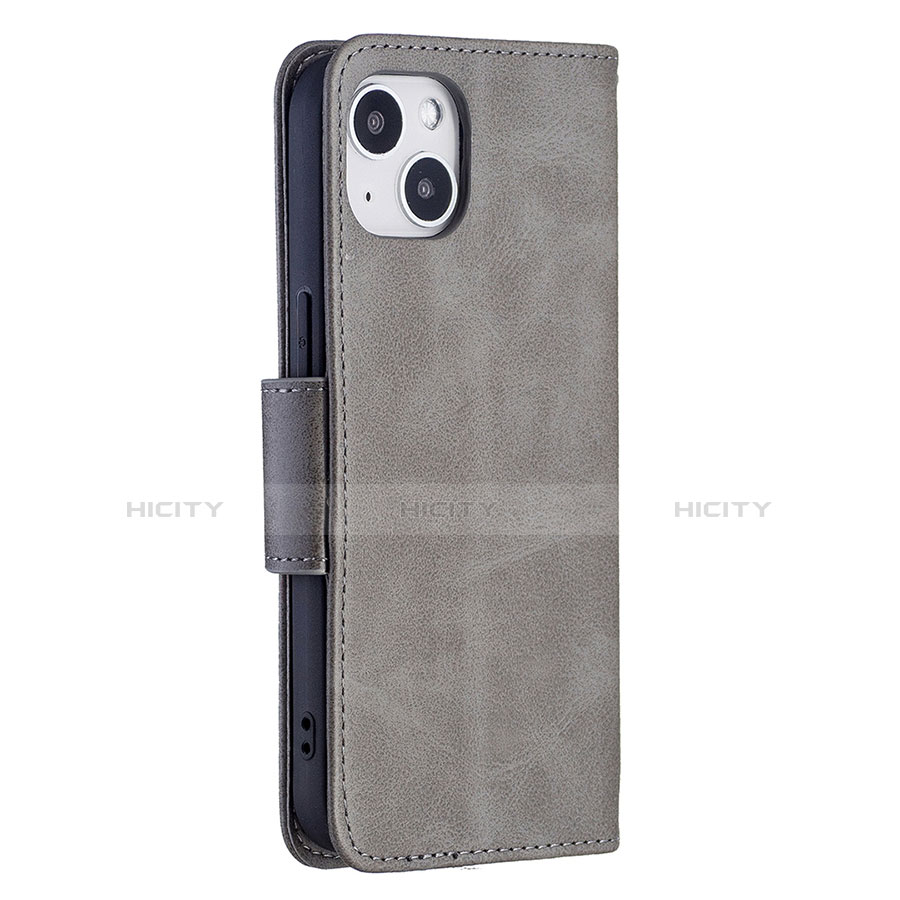 Funda de Cuero Cartera con Soporte Carcasa L01 para Apple iPhone 13 Gris