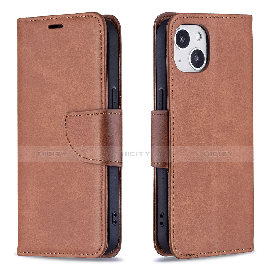 Funda de Cuero Cartera con Soporte Carcasa L01 para Apple iPhone 13 Marron