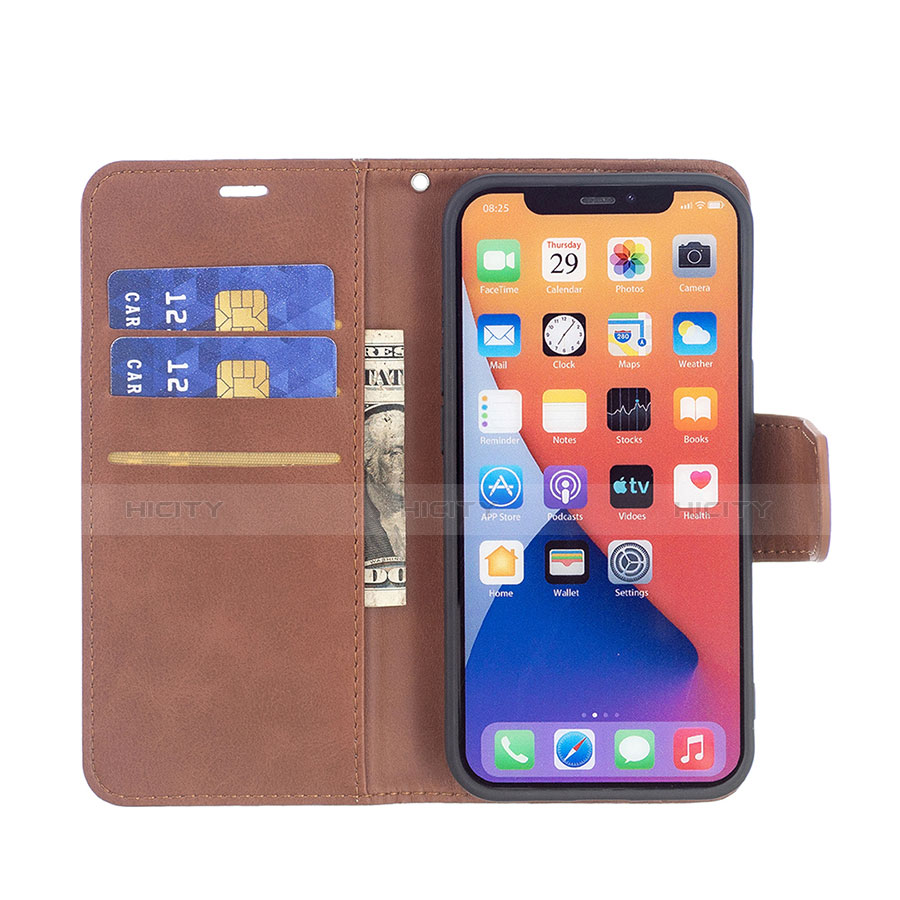 Funda de Cuero Cartera con Soporte Carcasa L01 para Apple iPhone 13 Marron