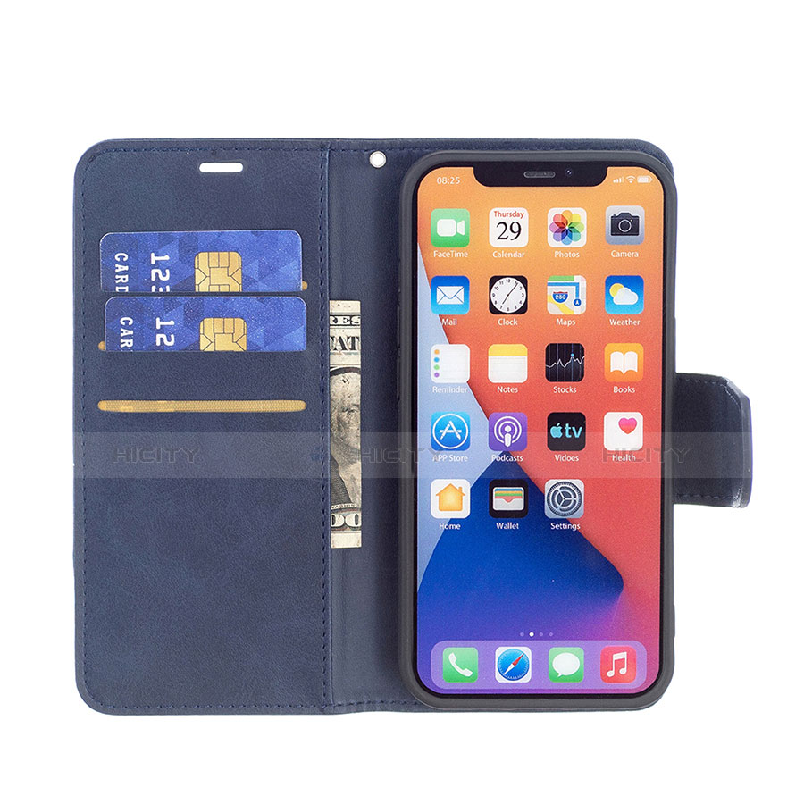 Funda de Cuero Cartera con Soporte Carcasa L01 para Apple iPhone 13 Mini Azul