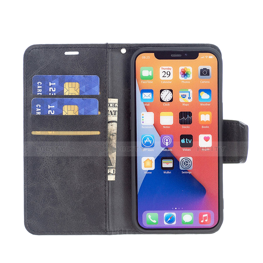 Funda de Cuero Cartera con Soporte Carcasa L01 para Apple iPhone 13 Negro