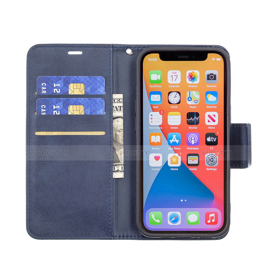 Funda de Cuero Cartera con Soporte Carcasa L01 para Apple iPhone 13 Pro Azul