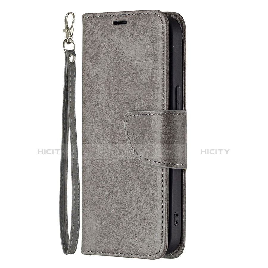 Funda de Cuero Cartera con Soporte Carcasa L01 para Apple iPhone 13 Pro Max Gris Oscuro