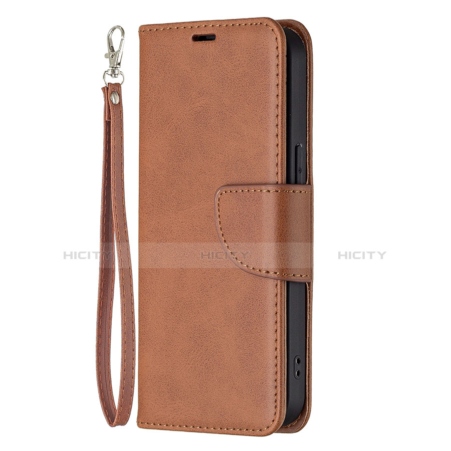 Funda de Cuero Cartera con Soporte Carcasa L01 para Apple iPhone 13 Pro Max Marron