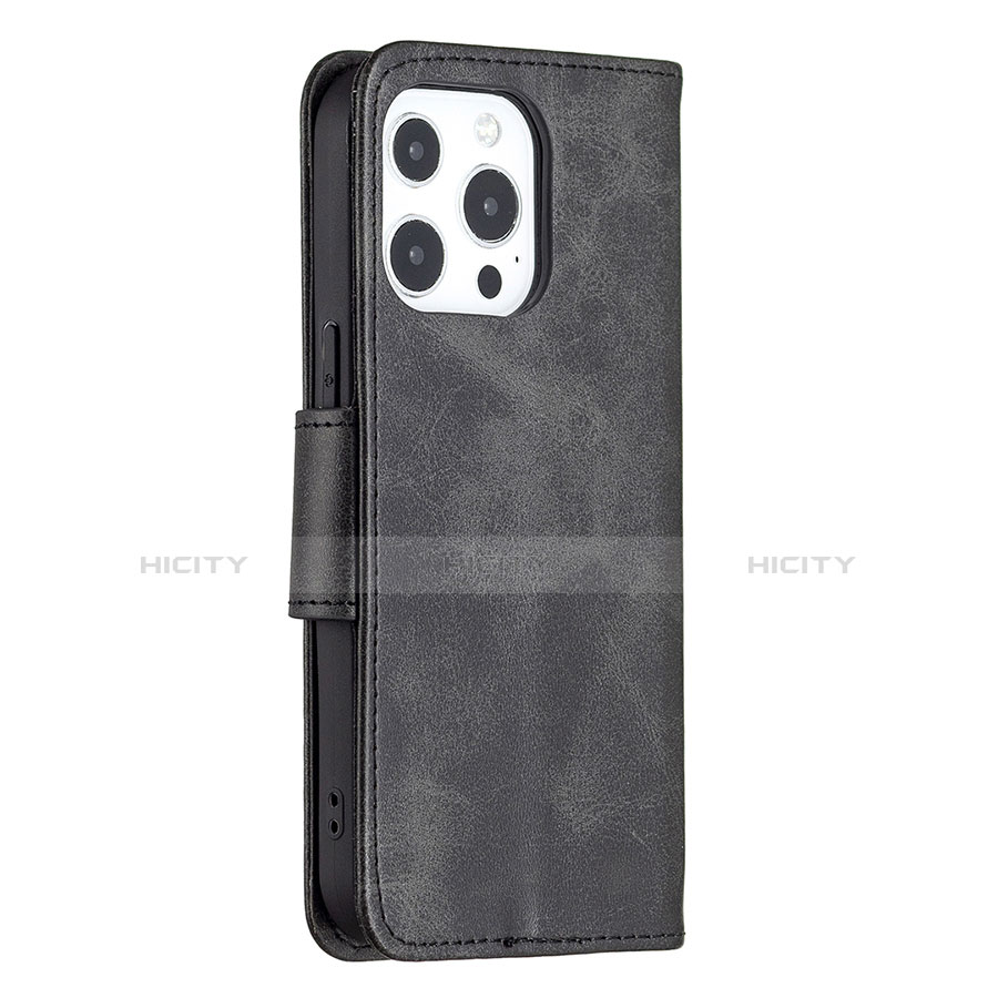 Funda de Cuero Cartera con Soporte Carcasa L01 para Apple iPhone 13 Pro Max Negro