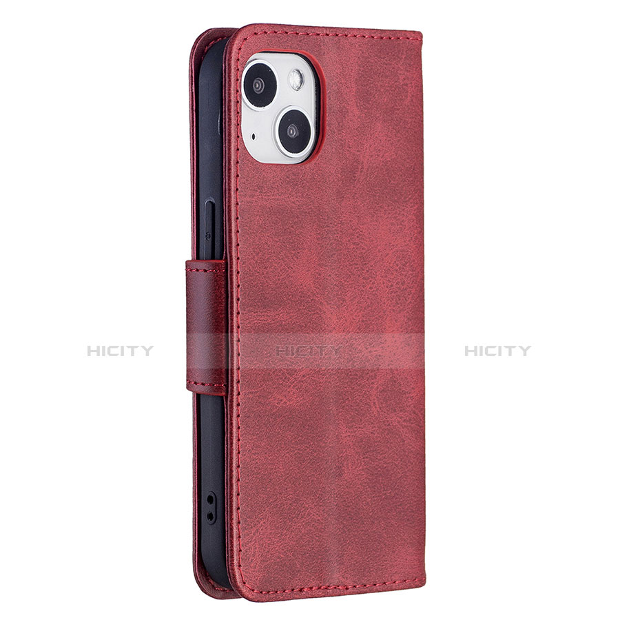 Funda de Cuero Cartera con Soporte Carcasa L01 para Apple iPhone 13 Rojo