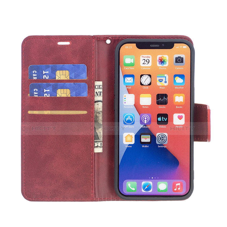 Funda de Cuero Cartera con Soporte Carcasa L01 para Apple iPhone 13 Rojo