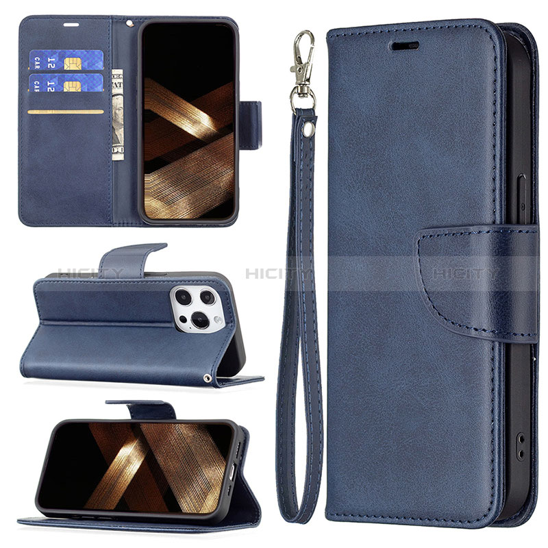 Funda de Cuero Cartera con Soporte Carcasa L01 para Apple iPhone 14 Pro Azul