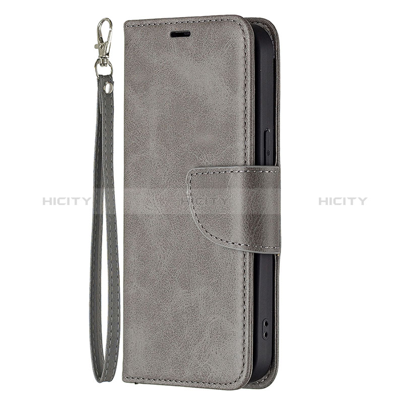 Funda de Cuero Cartera con Soporte Carcasa L01 para Apple iPhone 14 Pro Gris Oscuro