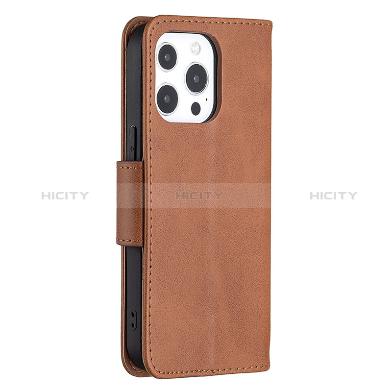 Funda de Cuero Cartera con Soporte Carcasa L01 para Apple iPhone 14 Pro Marron