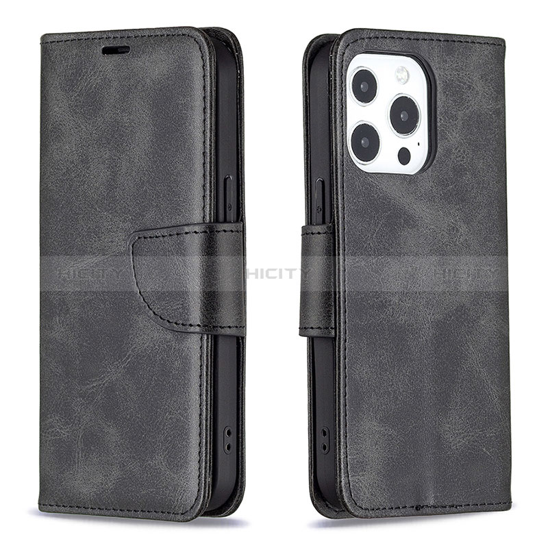 Funda de Cuero Cartera con Soporte Carcasa L01 para Apple iPhone 14 Pro Max Negro