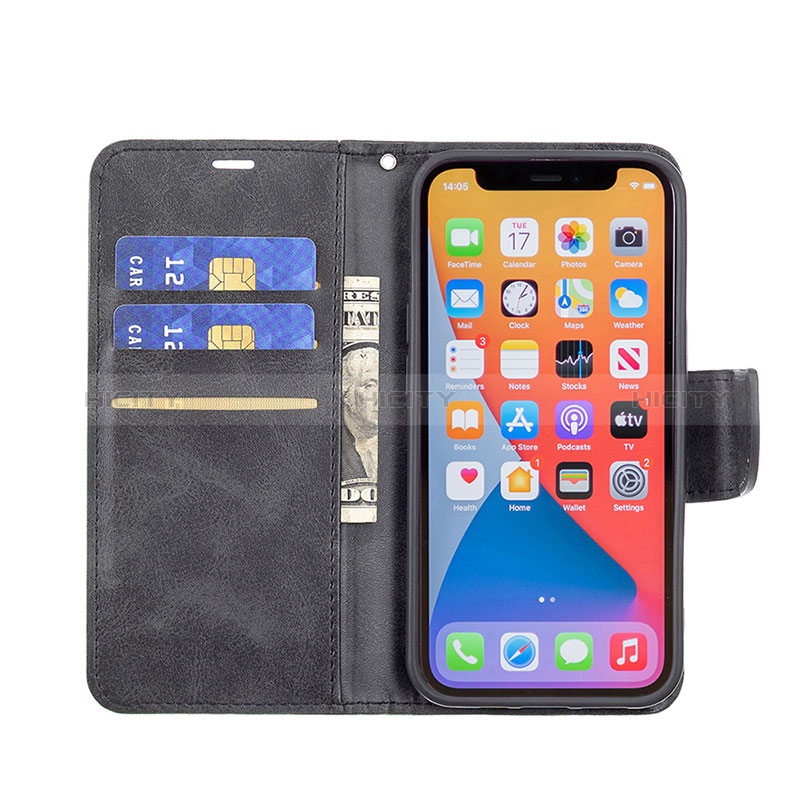 Funda de Cuero Cartera con Soporte Carcasa L01 para Apple iPhone 14 Pro Max Negro