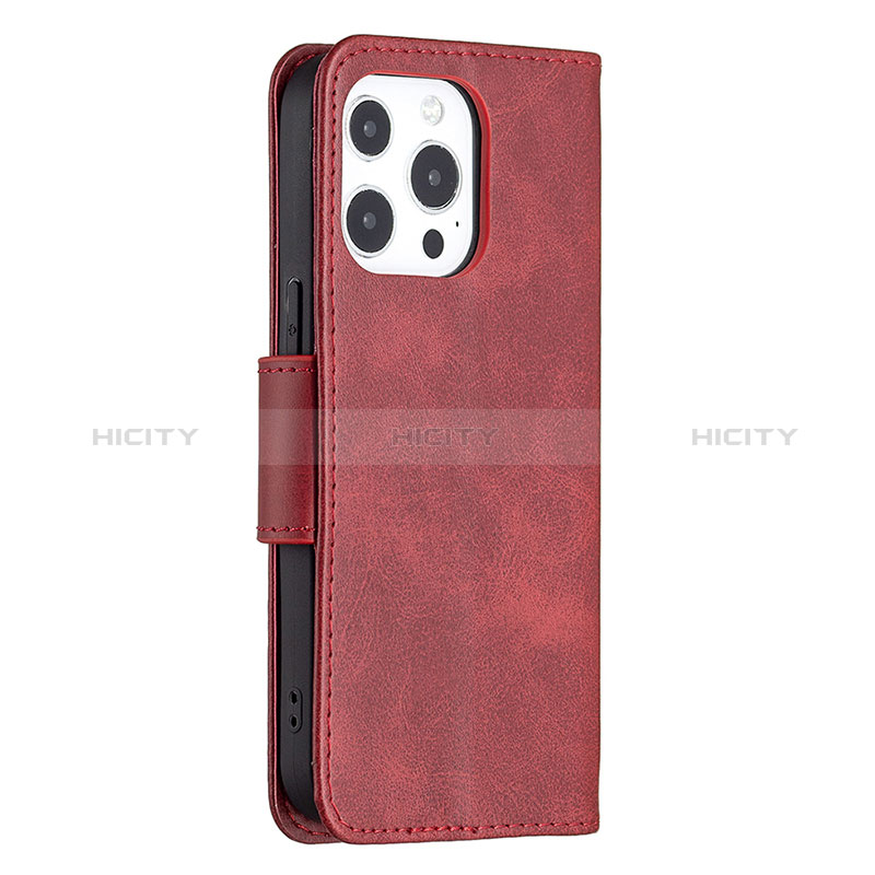 Funda de Cuero Cartera con Soporte Carcasa L01 para Apple iPhone 14 Pro Max Rojo