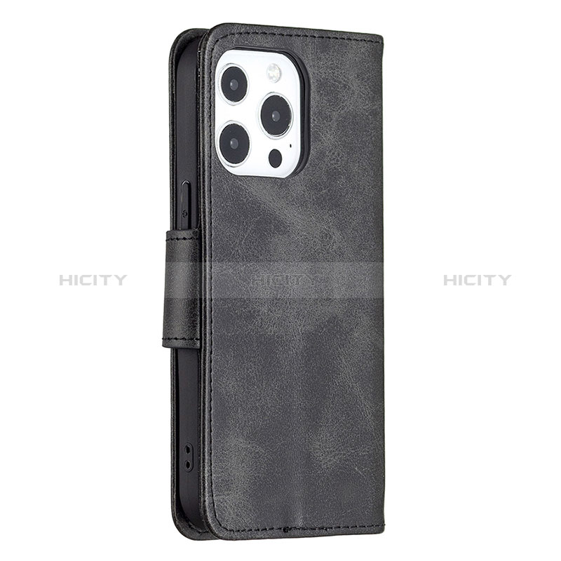 Funda de Cuero Cartera con Soporte Carcasa L01 para Apple iPhone 14 Pro Negro