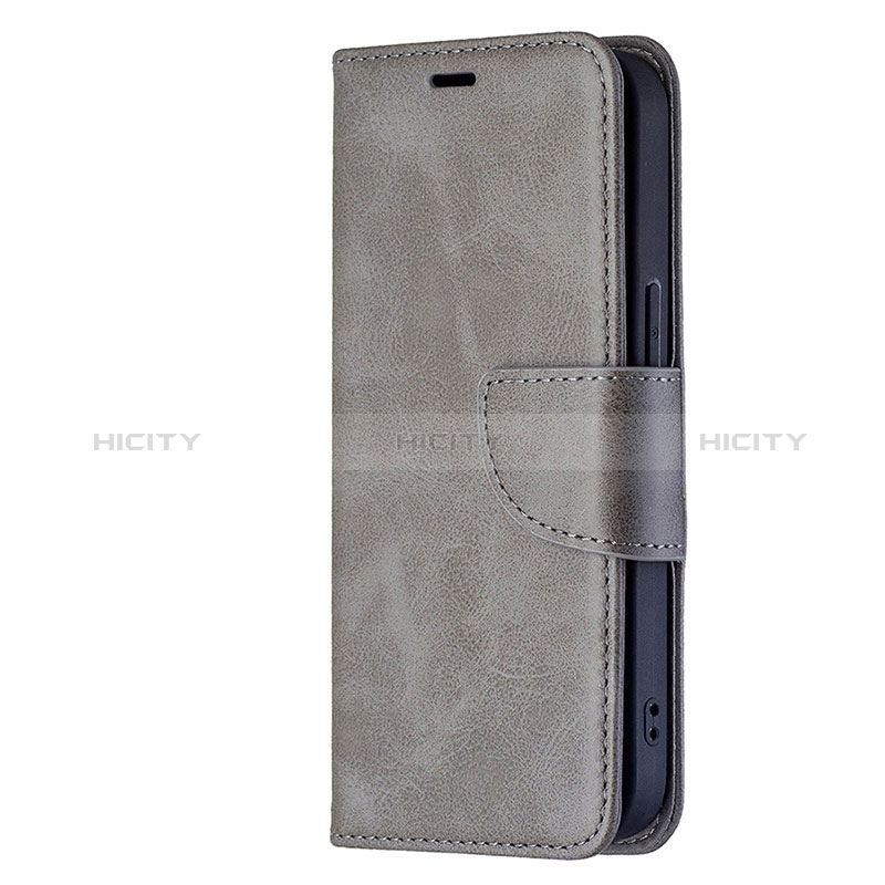 Funda de Cuero Cartera con Soporte Carcasa L01 para Apple iPhone 15 Plus Gris