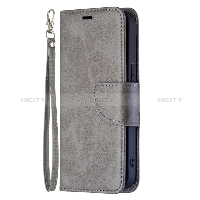 Funda de Cuero Cartera con Soporte Carcasa L01 para Apple iPhone 15 Plus Gris