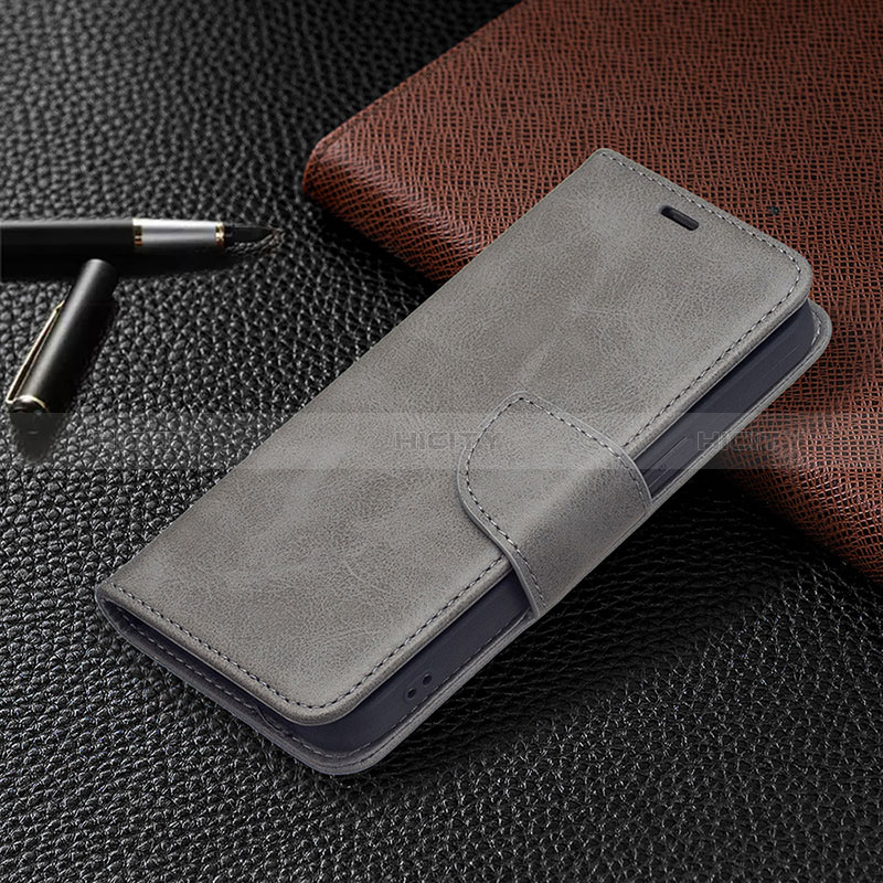 Funda de Cuero Cartera con Soporte Carcasa L01 para Apple iPhone 15 Plus Gris