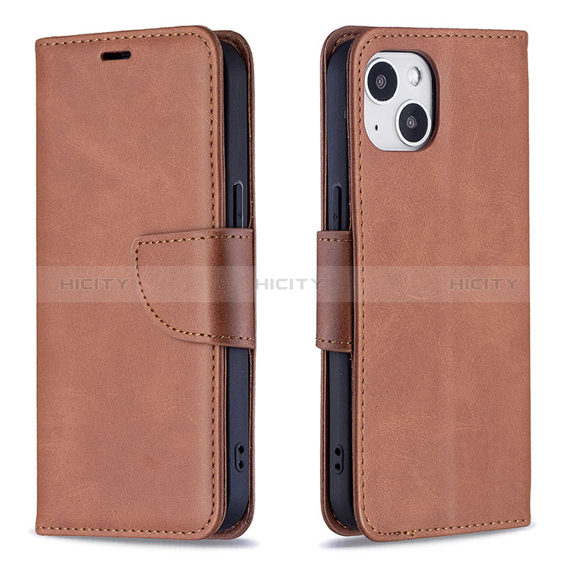 Funda de Cuero Cartera con Soporte Carcasa L01 para Apple iPhone 15 Plus Marron