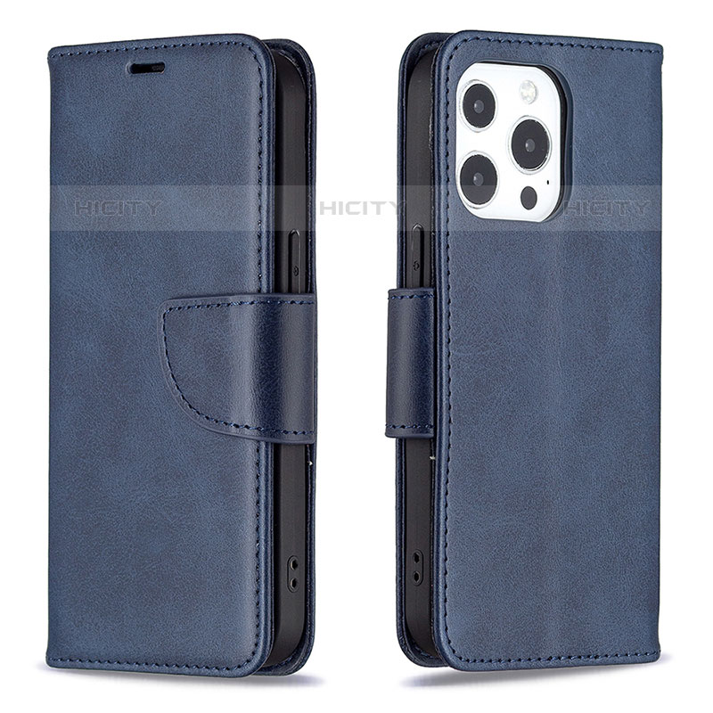 Funda de Cuero Cartera con Soporte Carcasa L01 para Apple iPhone 15 Pro Azul