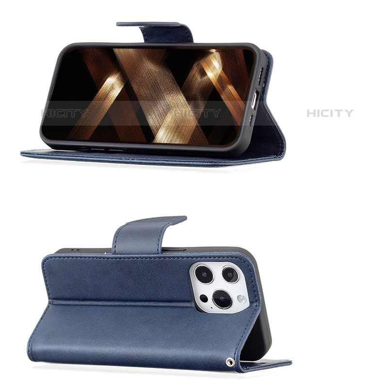 Funda de Cuero Cartera con Soporte Carcasa L01 para Apple iPhone 15 Pro Azul