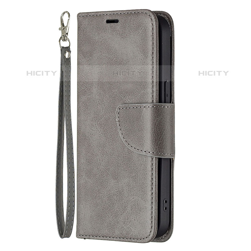 Funda de Cuero Cartera con Soporte Carcasa L01 para Apple iPhone 15 Pro Gris Oscuro