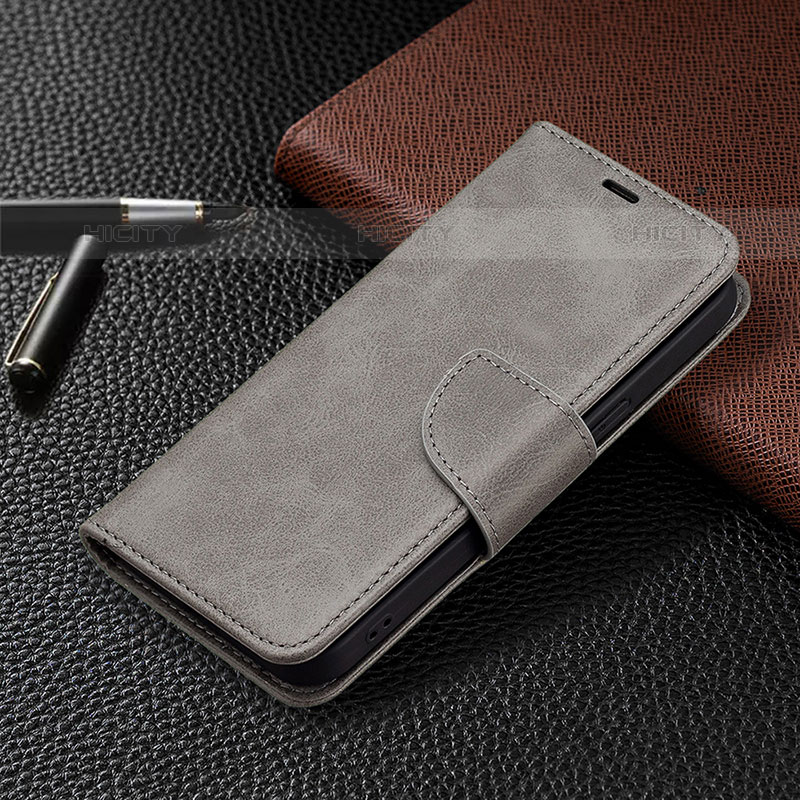 Funda de Cuero Cartera con Soporte Carcasa L01 para Apple iPhone 15 Pro Gris Oscuro