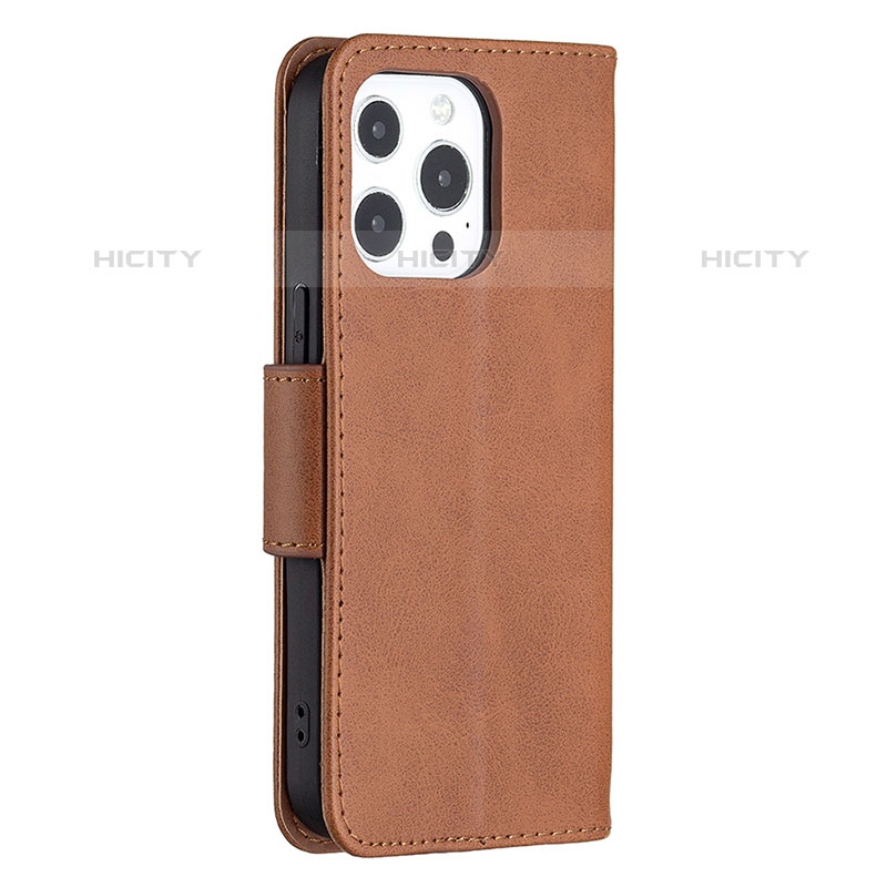 Funda de Cuero Cartera con Soporte Carcasa L01 para Apple iPhone 15 Pro Marron