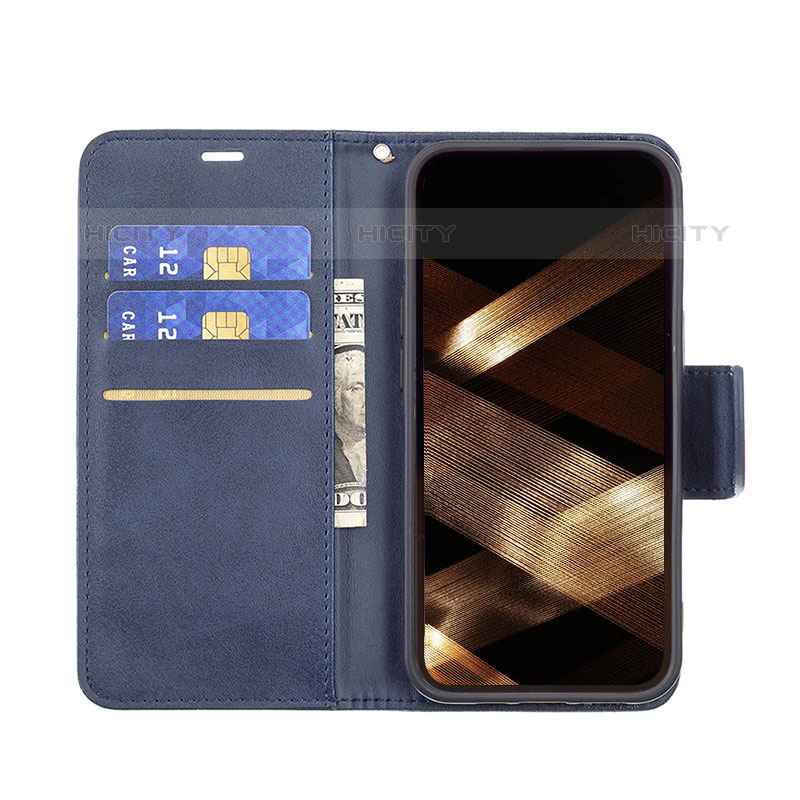 Funda de Cuero Cartera con Soporte Carcasa L01 para Apple iPhone 15 Pro Max Azul