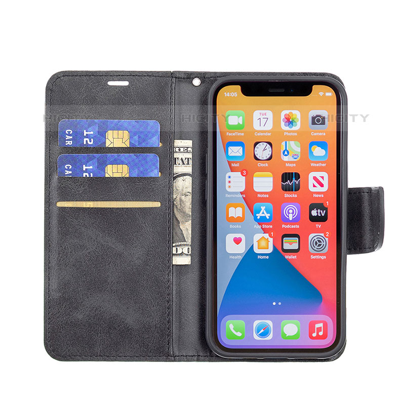 Funda de Cuero Cartera con Soporte Carcasa L01 para Apple iPhone 15 Pro Max Negro