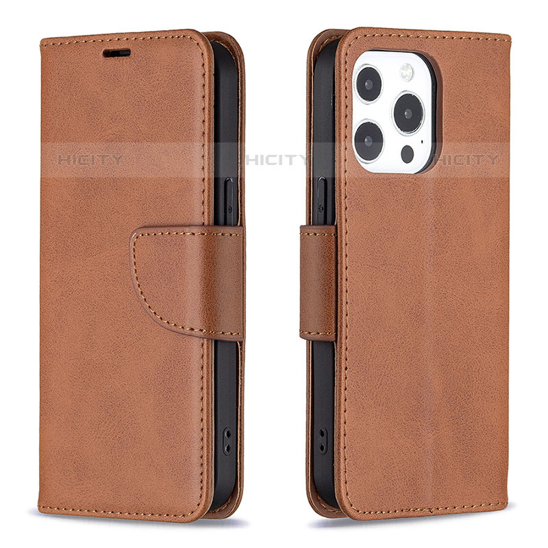 Funda de Cuero Cartera con Soporte Carcasa L01 para Apple iPhone 16 Pro Max Marron