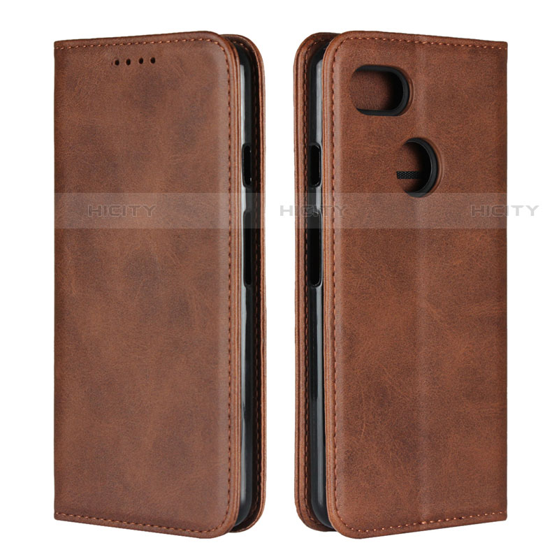 Funda de Cuero Cartera con Soporte Carcasa L01 para Google Pixel 3 Marron