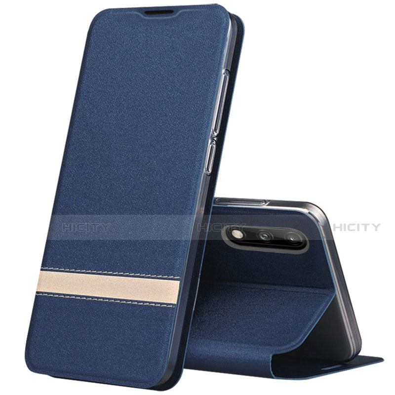 Funda de Cuero Cartera con Soporte Carcasa L01 para Huawei Enjoy 10 Azul