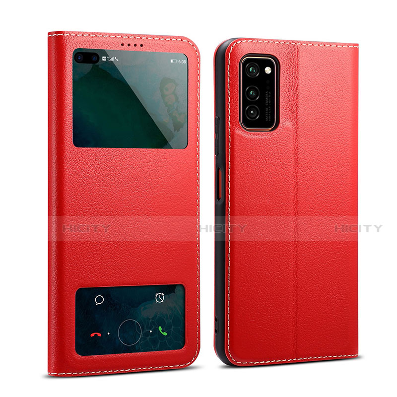 Funda de Cuero Cartera con Soporte Carcasa L01 para Huawei Honor V30 Pro 5G Rojo