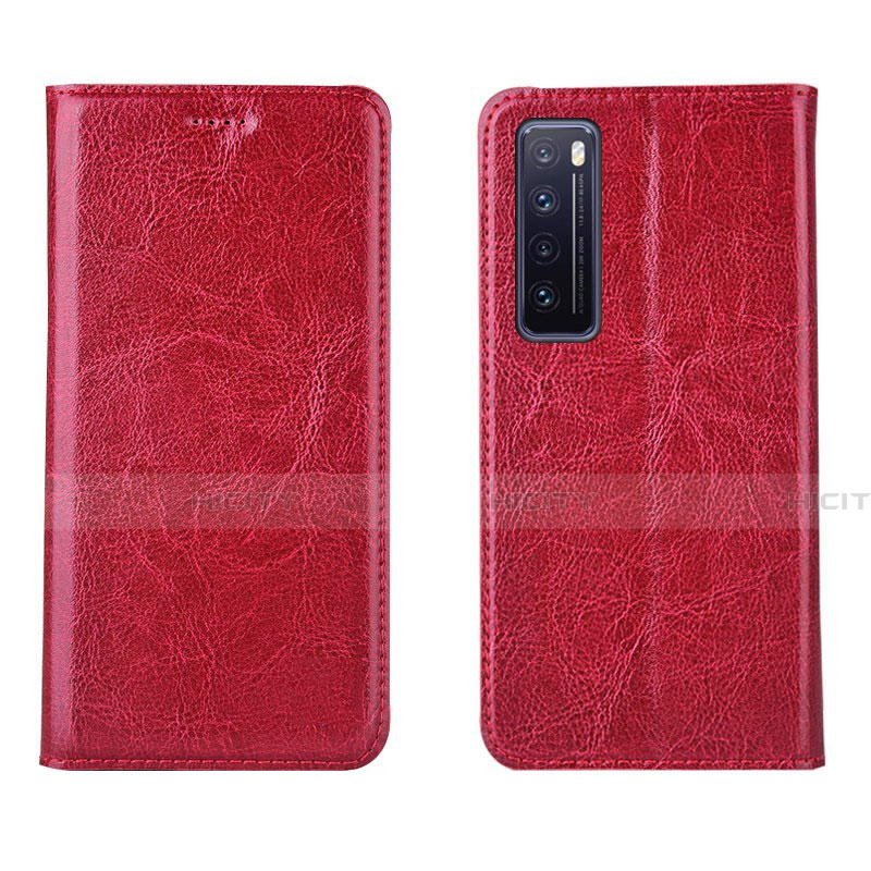 Funda de Cuero Cartera con Soporte Carcasa L01 para Huawei Nova 7 5G Rojo