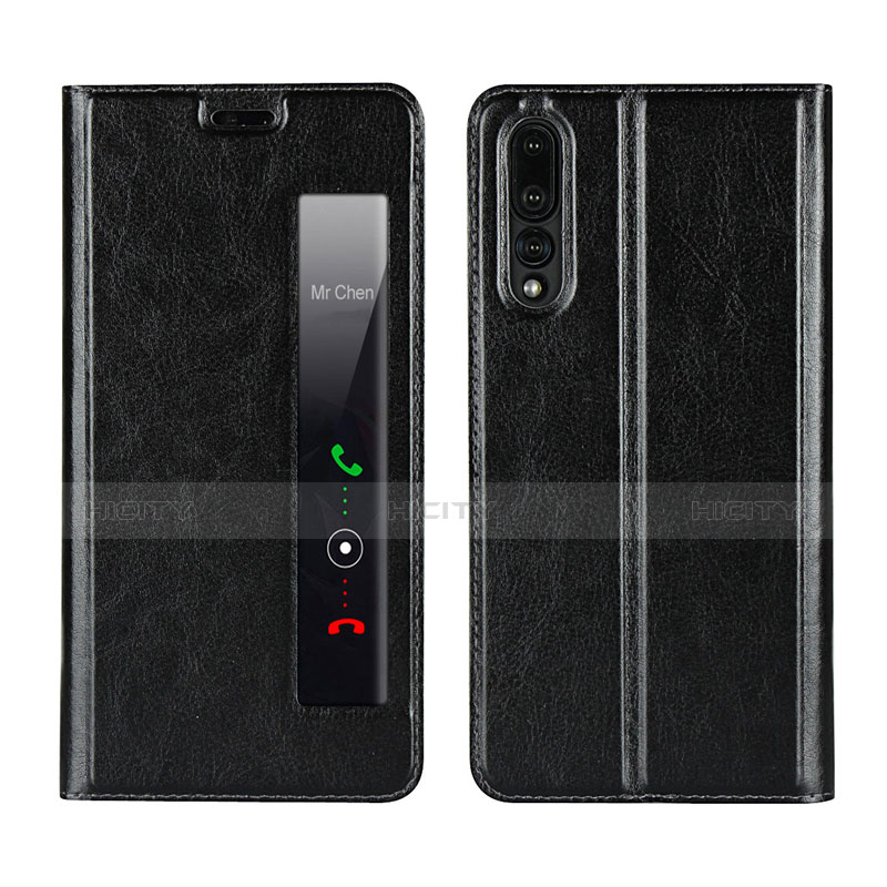 Funda de Cuero Cartera con Soporte Carcasa L01 para Huawei P20 Pro Negro