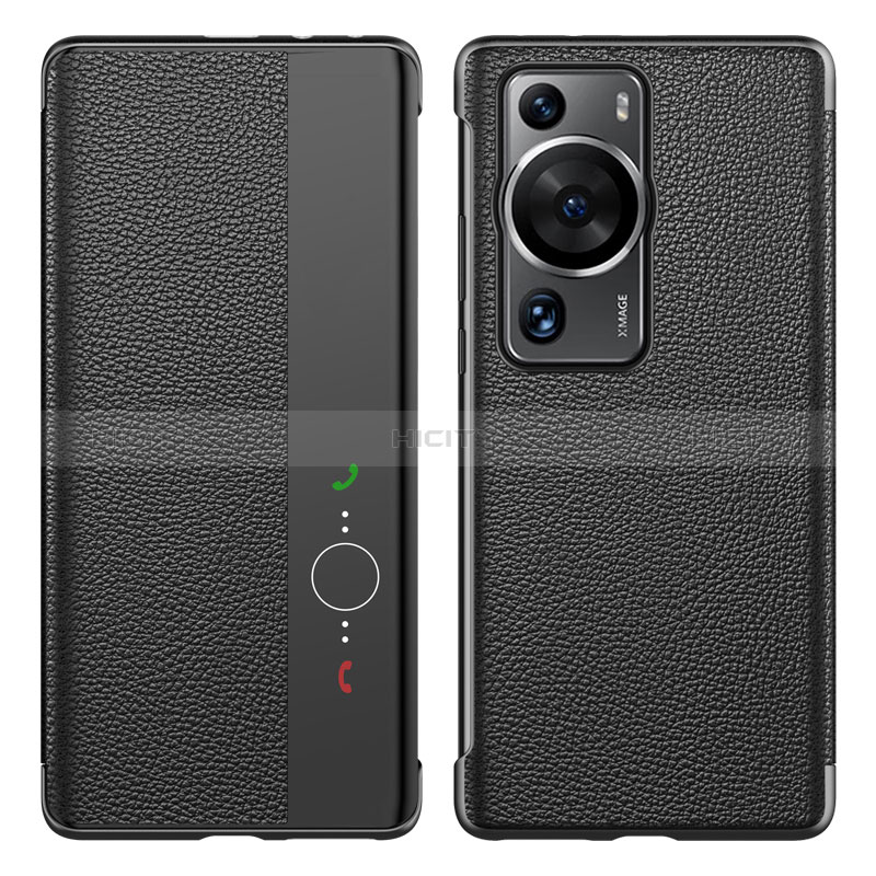 Funda de Cuero Cartera con Soporte Carcasa L01 para Huawei P60 Pro Negro