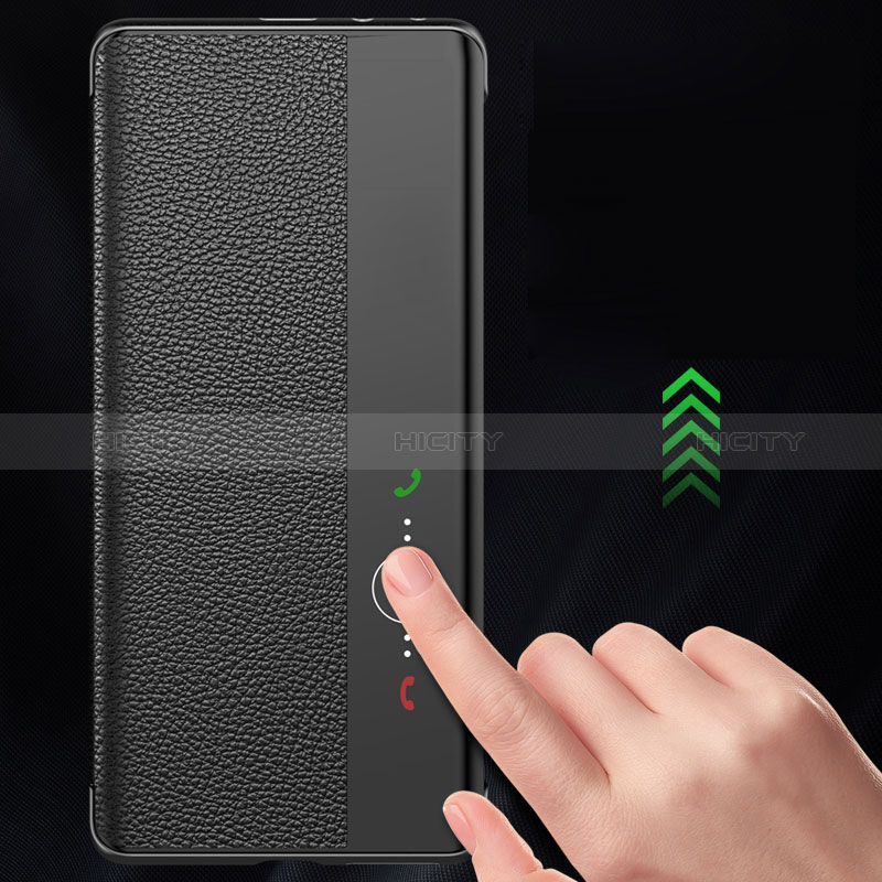 Funda de Cuero Cartera con Soporte Carcasa L01 para Huawei P60 Pro Negro