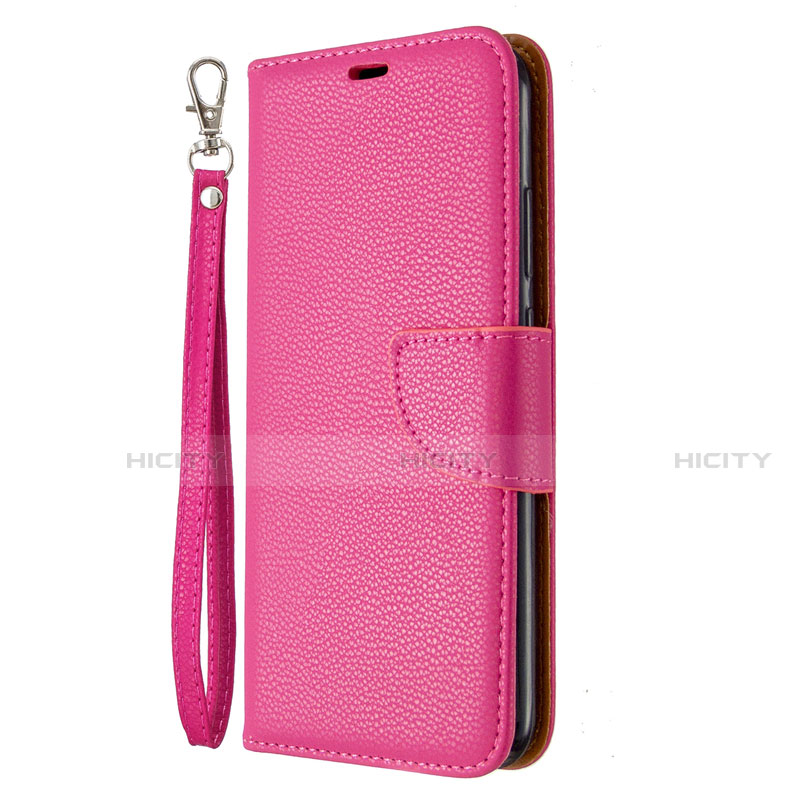 Funda de Cuero Cartera con Soporte Carcasa L01 para Huawei Y7p Rosa Roja