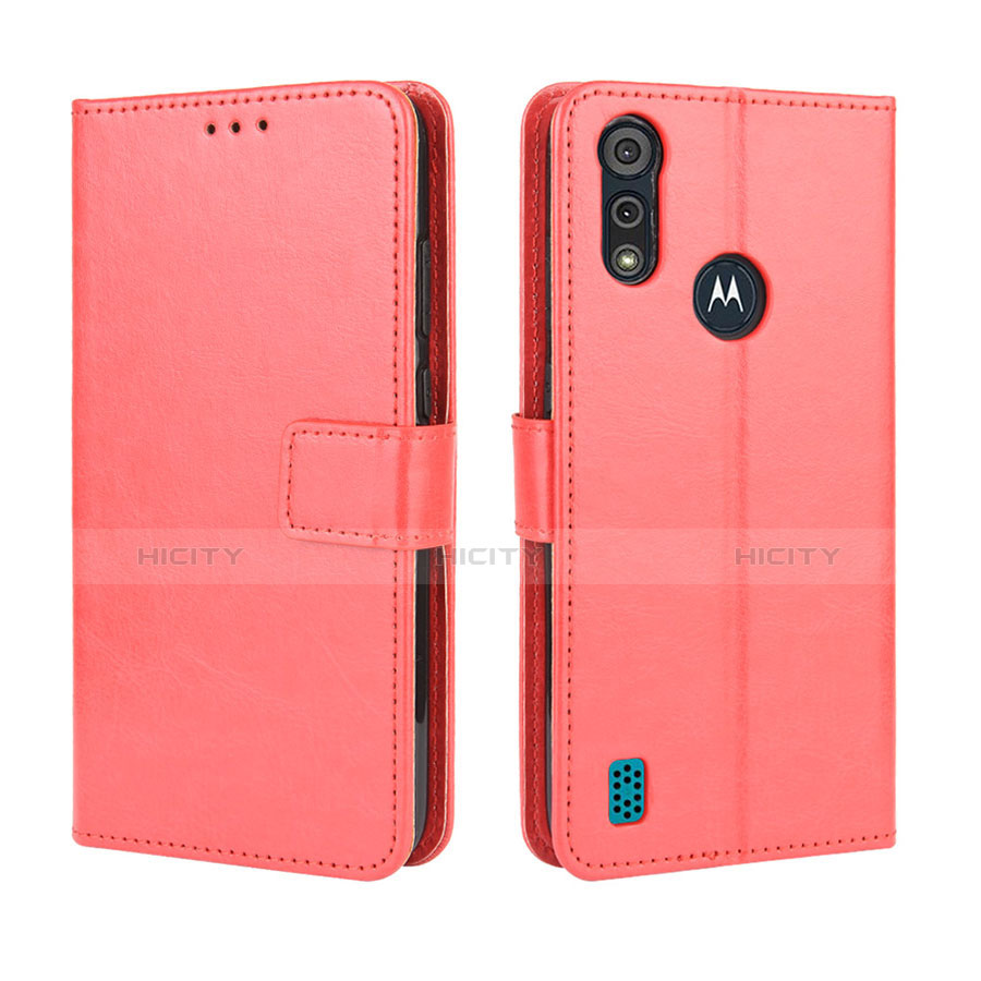 Funda de Cuero Cartera con Soporte Carcasa L01 para Motorola Moto E6s (2020) Rojo